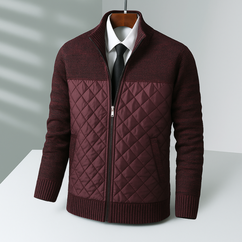 Herren Steppjacke mit Gestrickten Ärmeln und Taillierter Passform