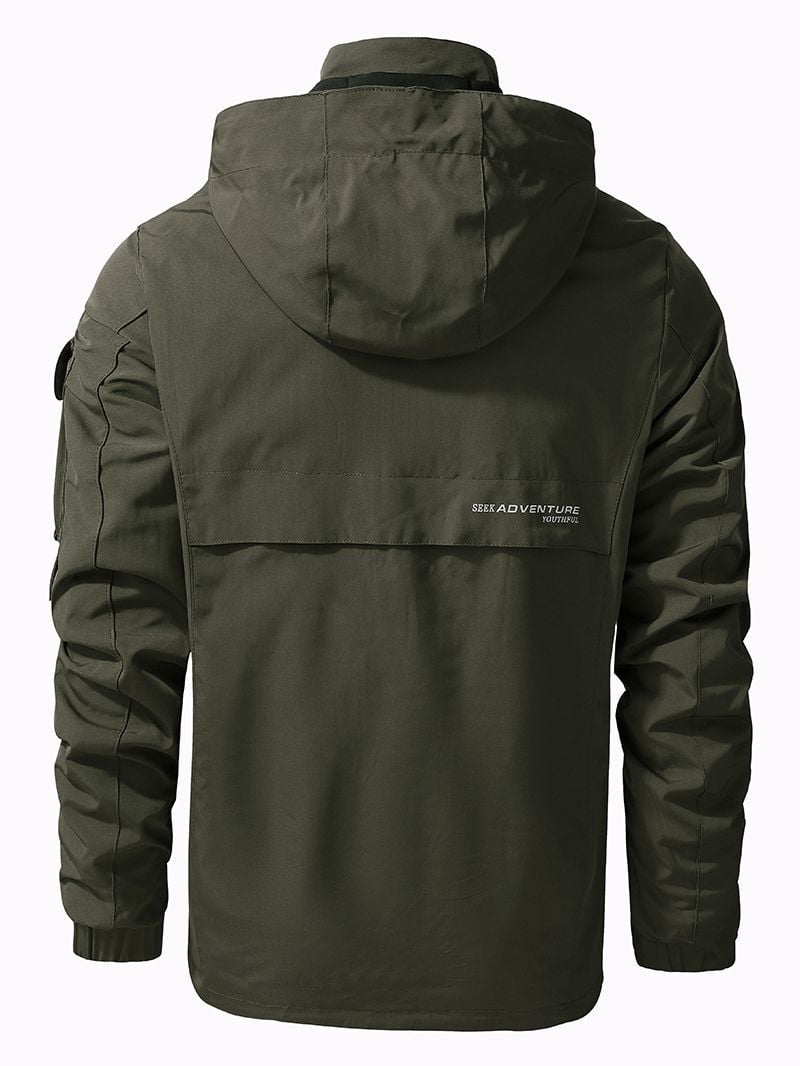 Kapuzenjacke Herren Oversize Langarm Outdoor Einfarbig – Baumwoll-Mischung