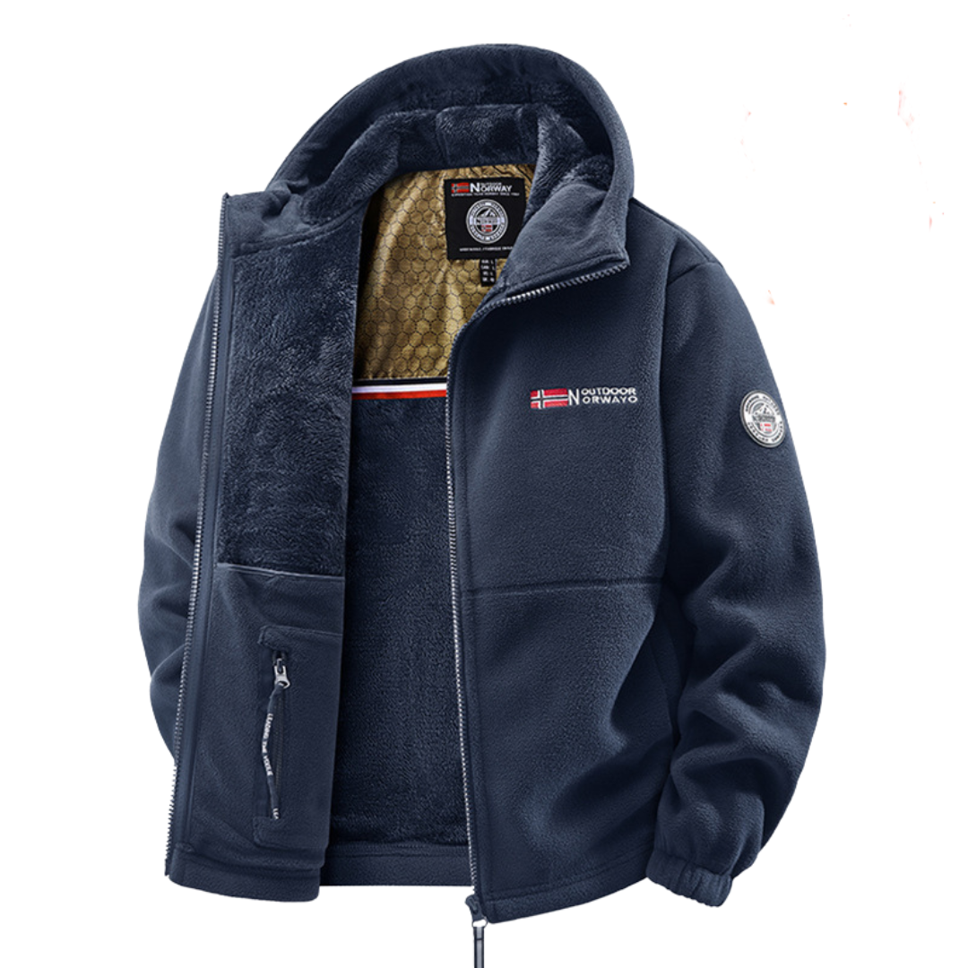 Men's winter jacket with thermal lining and adjustable hood