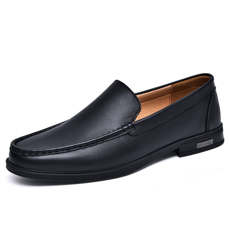 Schwarzer Herren-Loafer aus Leder, elegantes Design, rutschfeste Sohle, ideal für Business und Freizeit. Bequeme, stilvolle Herrenschuhe.