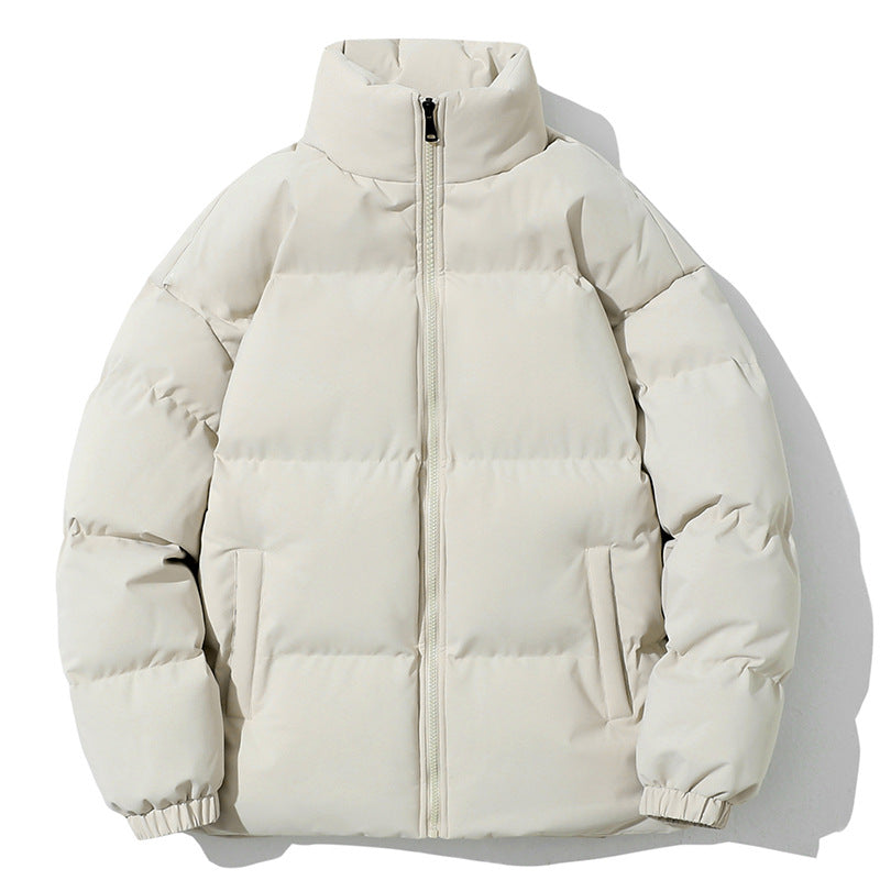 Winter coat for men with geometric pattern and standing collar