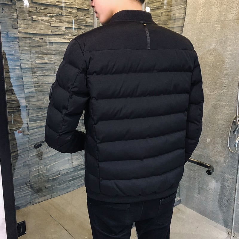 Herren Winter Stehkragen Gepolsterte Baseballjacke mit Reißverschluss vorne