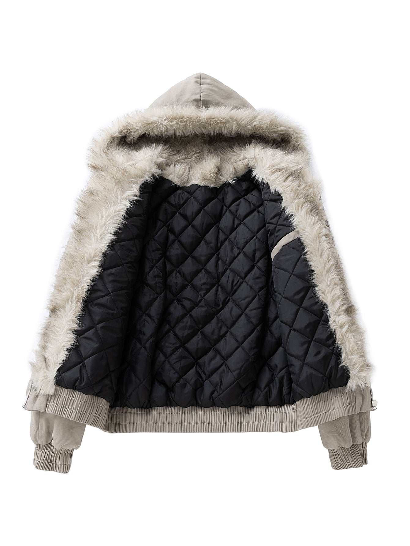 Herren Winterjacke mit Kapuze, Kunstpelzbesatz und gestepptem Innenfutter
