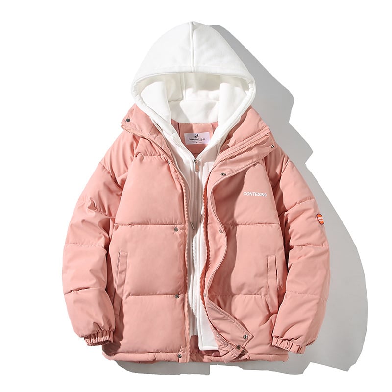 Men's winter coat with hood and loose fit