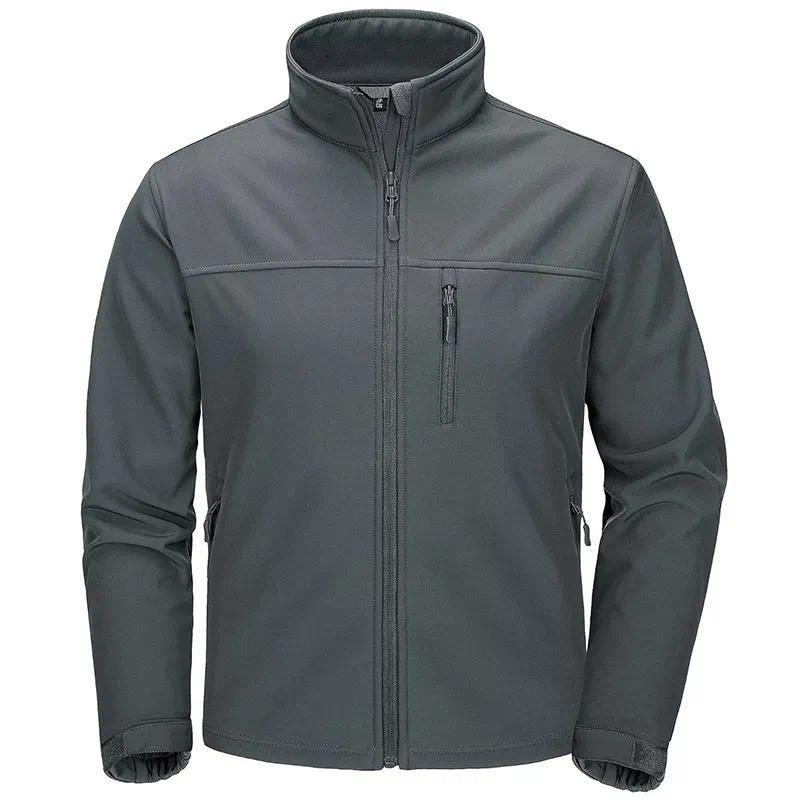 Herren Winterjacke mit Stehkragen einfarbig mit Reißverschlusstaschen