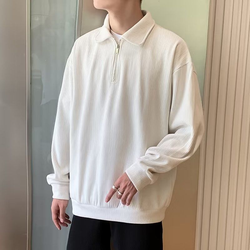 Men's Zipper Sweater Straight Cut Long Sleeve
