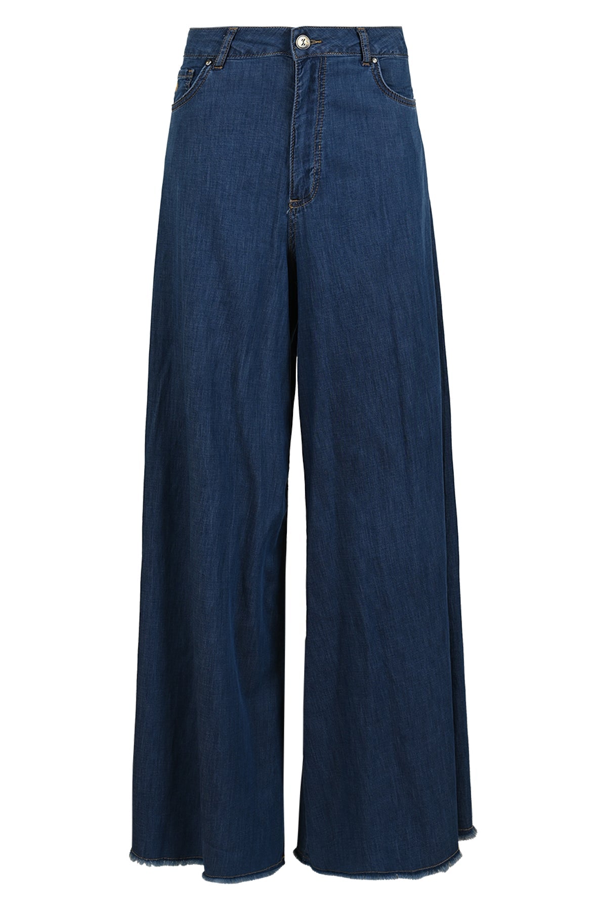 Damen-Jeans mit weitem Bein, dunkelblau, High-Waist, modisch, aus Denim, ideal für lässige Outfits, trendige Damenmode, bequem und stilvoll.