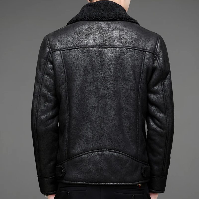 Men's Winter Jacket with Fur Collar and Front Pockets