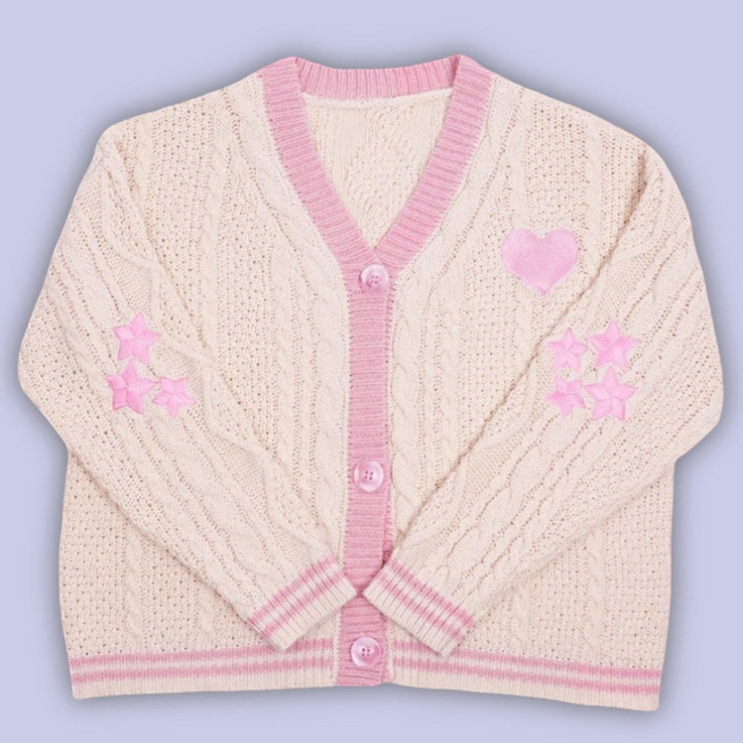 Rückansicht des Damen-Cardigans mit dekorativem Zopfmuster