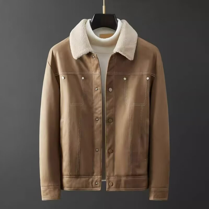 Men's Autumn Short Jacket with Suede Finish