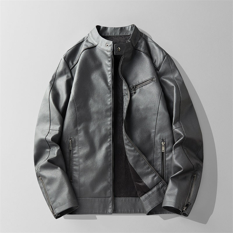 Men's Jacket with Zipper and Stand-up Collar