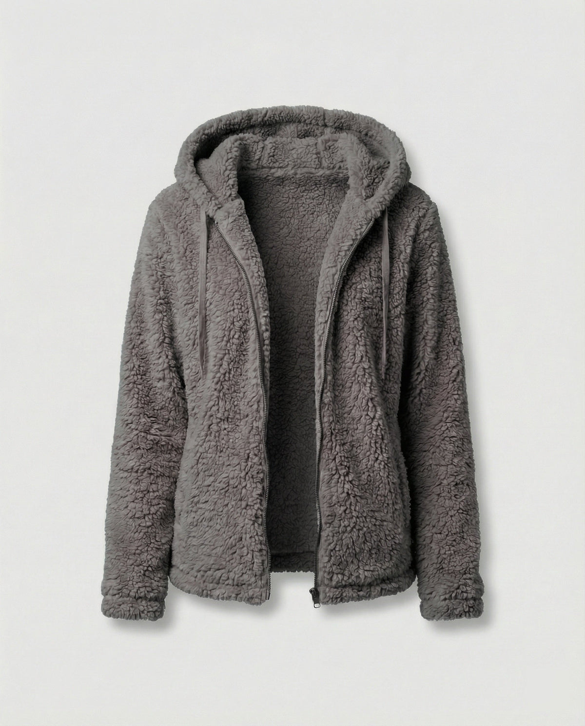 Damen Teddy-Fleecejacke Lang Geschnitten