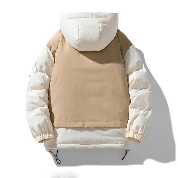 Men's Autumn Quilted Jacket with Insulated Outer Layer and Adjustable Hood