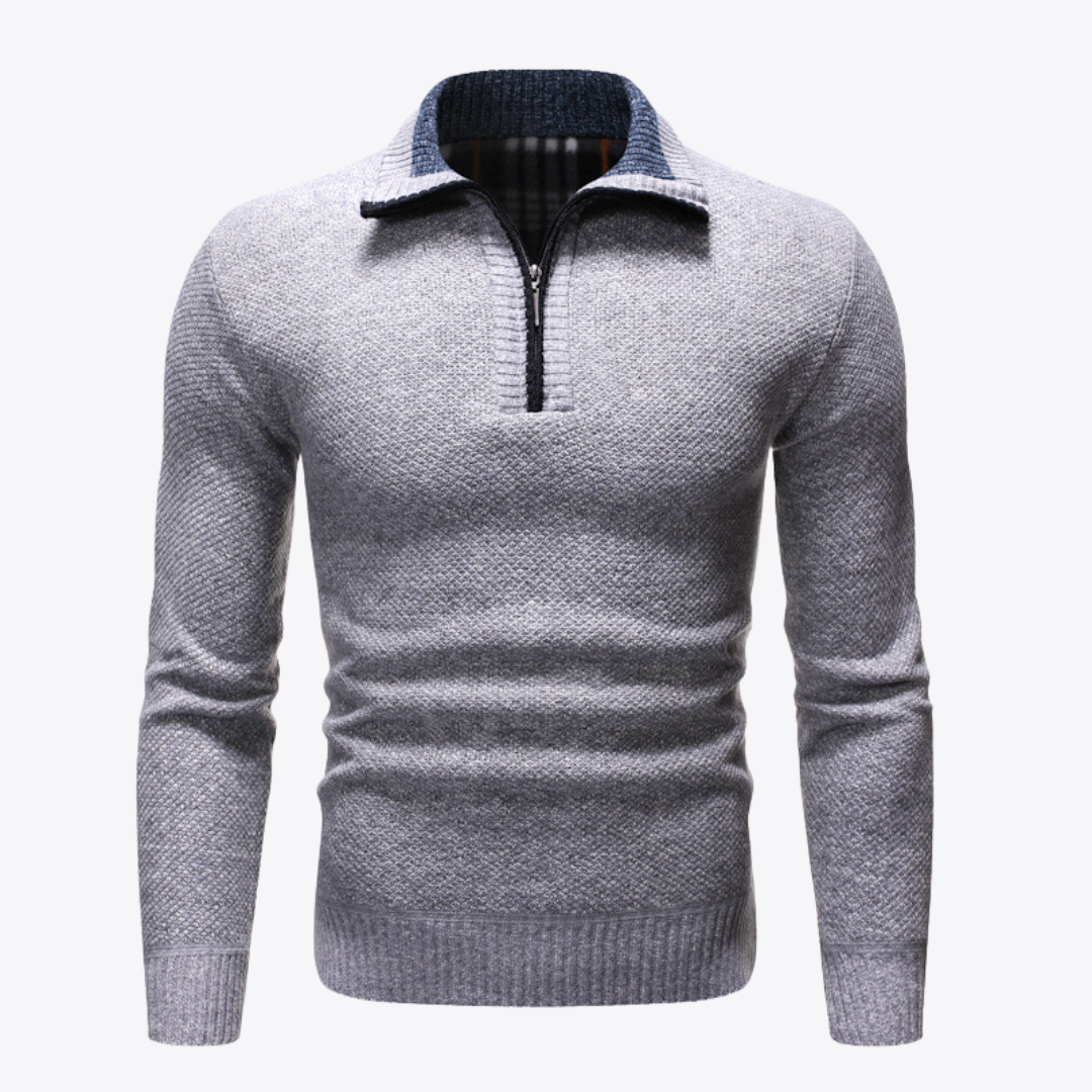 Men's Sweater with Lapel Collar Structured Shape