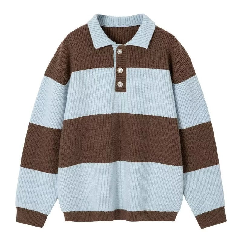 Herren Gestreifter Pullover Rundhals Langarm