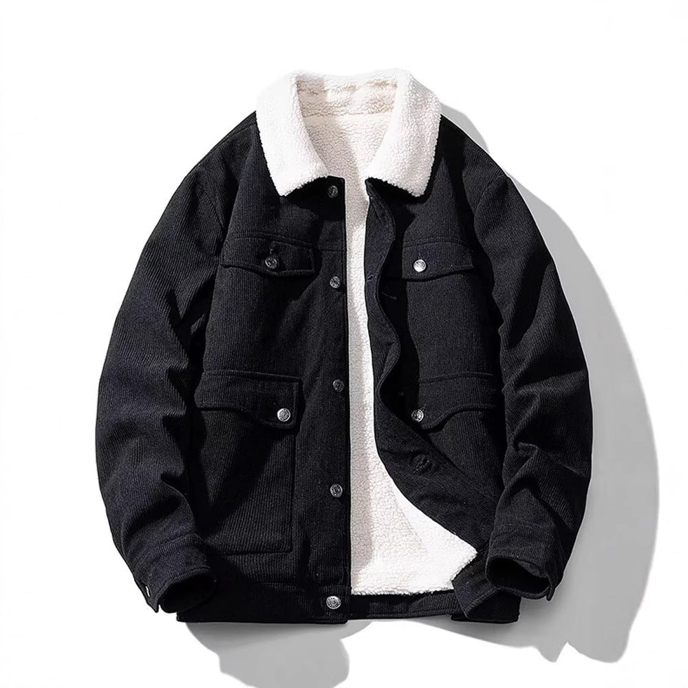 Men's winter coat made of corduroy with fleece lining