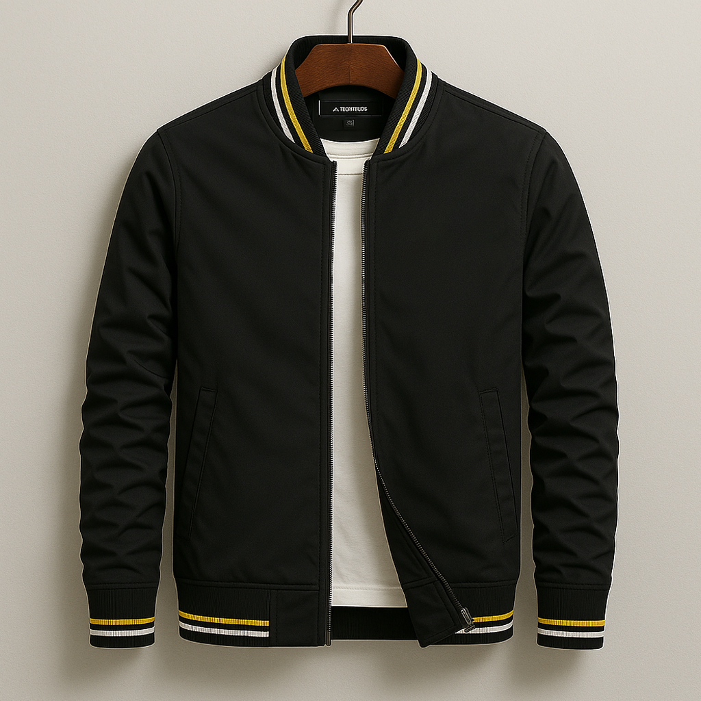 Men's Spring Bomber Jacket Zipper Slim Fit Ribbed Cuffs
