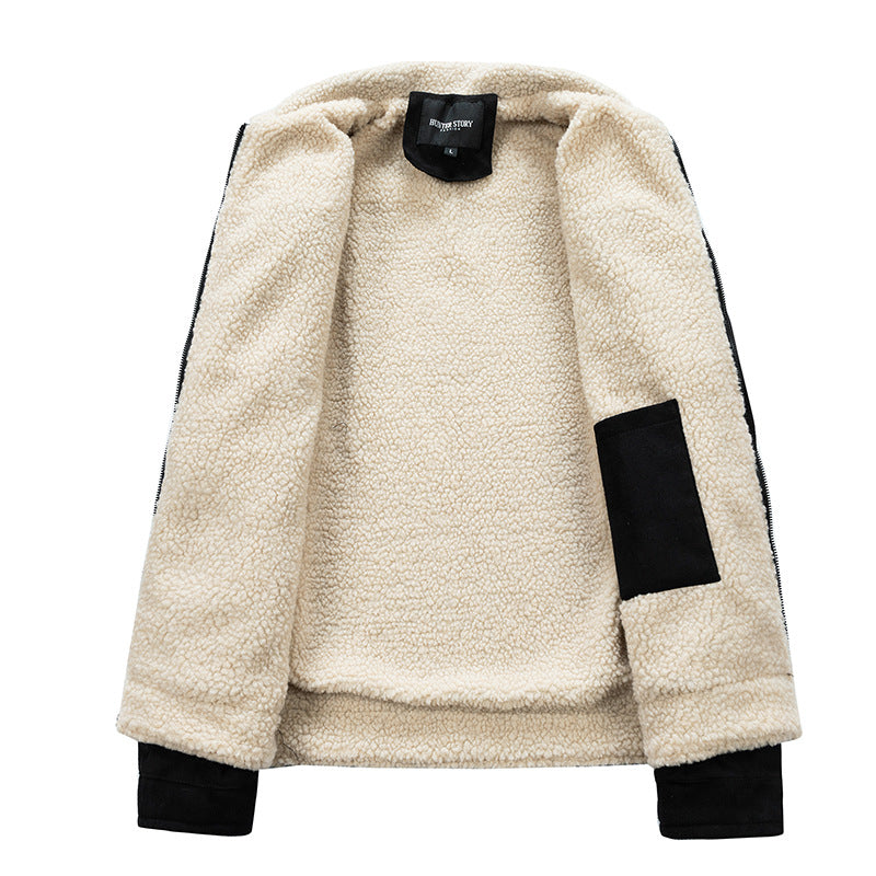 Herrenjacke Strickjacke mit Reißverschluss und Fleece-Futter
