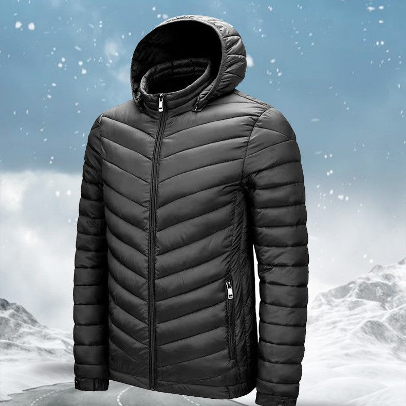 Winterjacke für Herren mit Kapuze, kurzes Steppjacken-Design