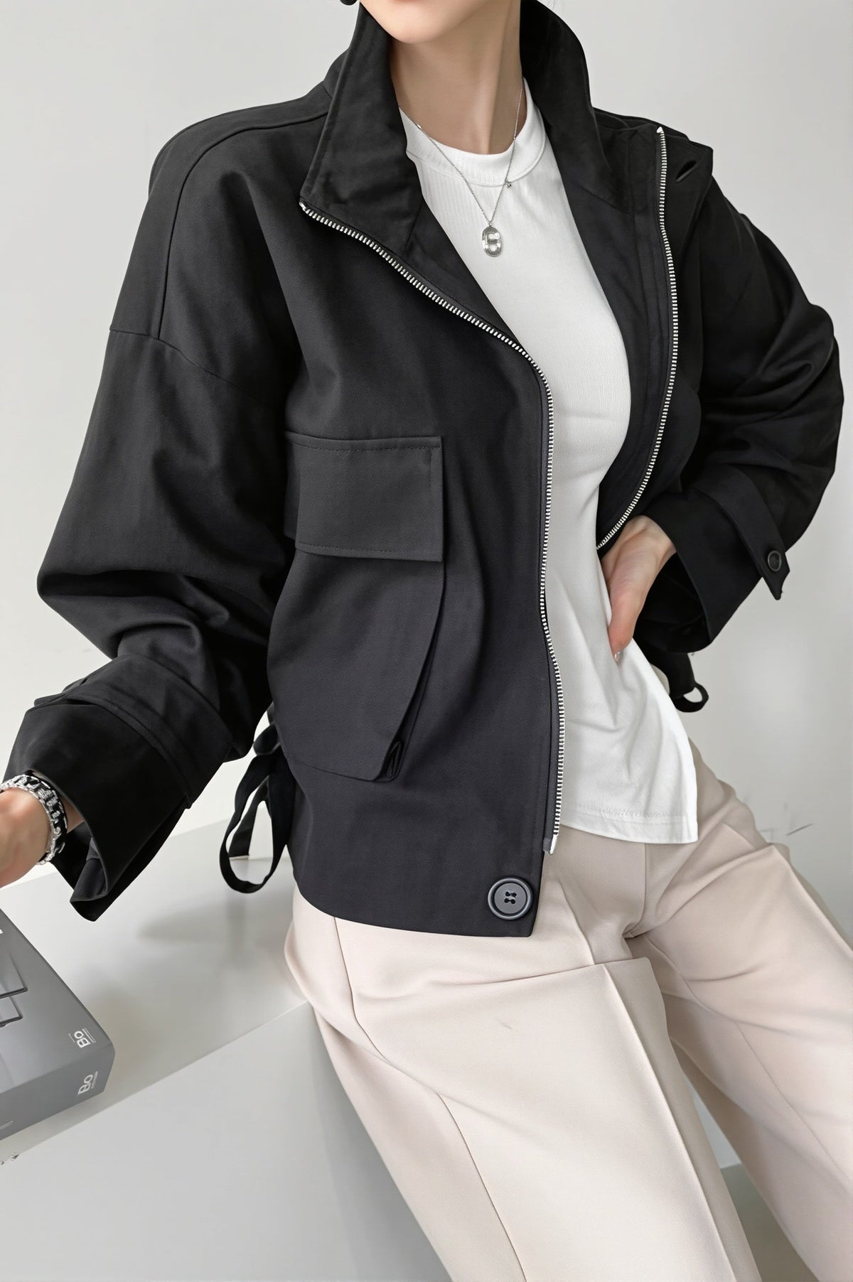 Utility-Jacke Mit Stehkragen Im Oversized-Schnitt