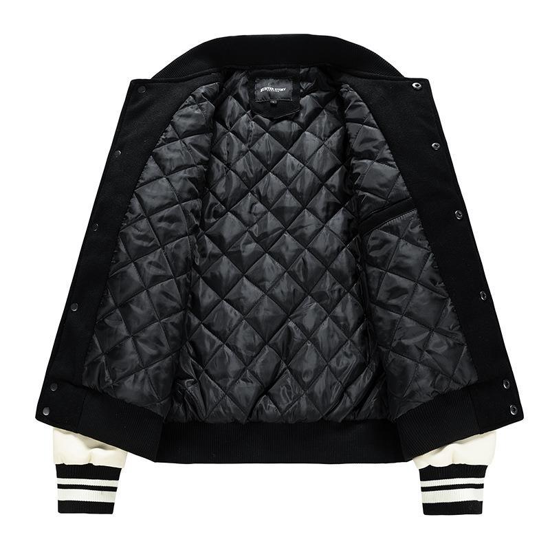 Herren-Frühlingsjacke Colorblock Einreihig mit Geripptem Saum
