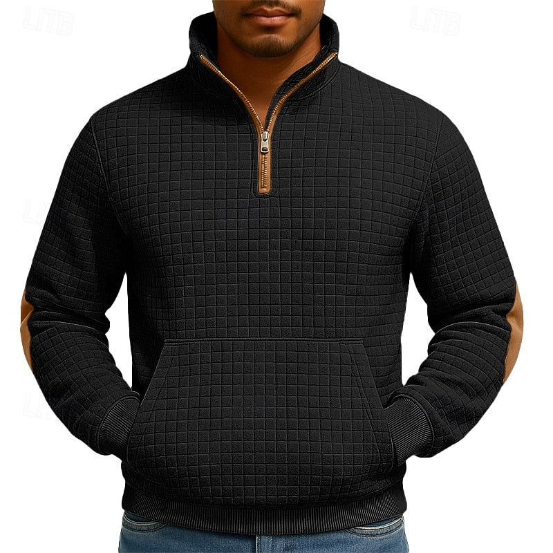 Herren Troyer Sweatshirt Mit Struktur Und Kurzreissverschluss