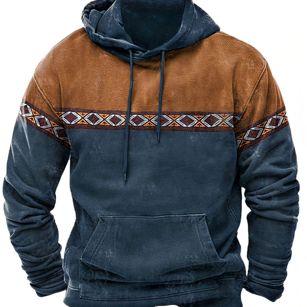 Herren Hoodie Mit Geometrischem Farbblockdesign