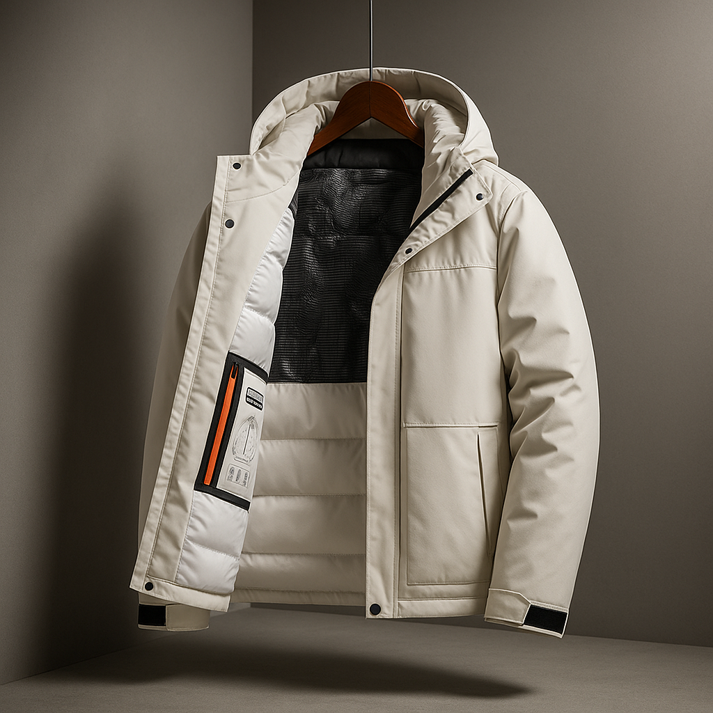 Men's Winter Down Jacket with Hood, Padded, Insulated