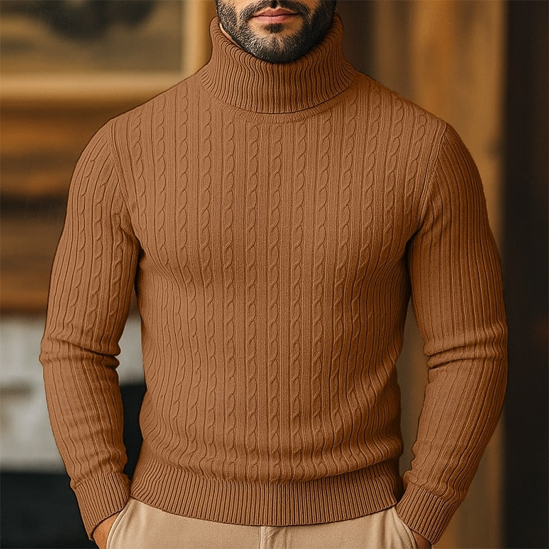 Herren Rollkragenpullover Mit Zopfmuster