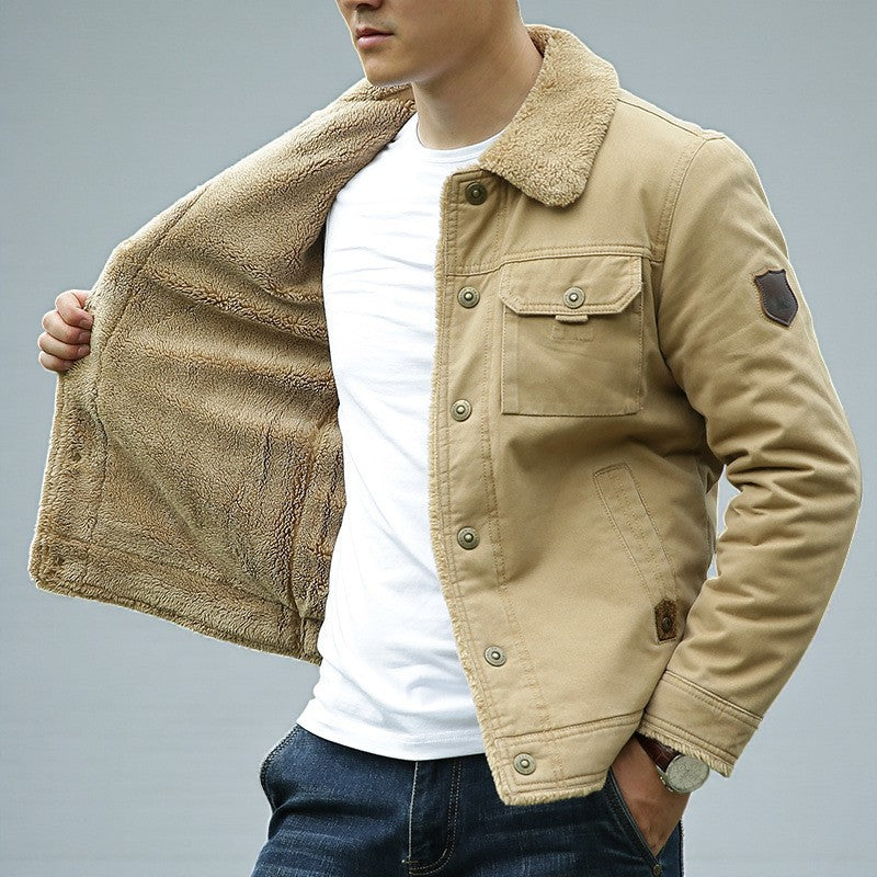 Herren Winterjacke Baumwollfutter Sherpa-Kragen