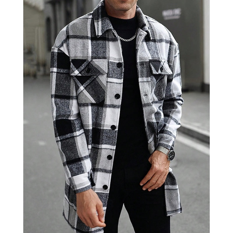 Herren Karierte Hemdjacke Im Overshirt Stil