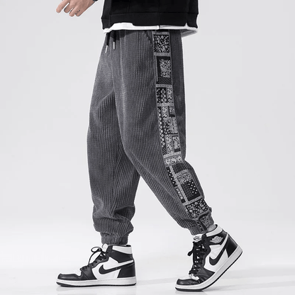 Herren Cordhose mit geradem Bein und Ziernaht – Polyester-Mischgewebe