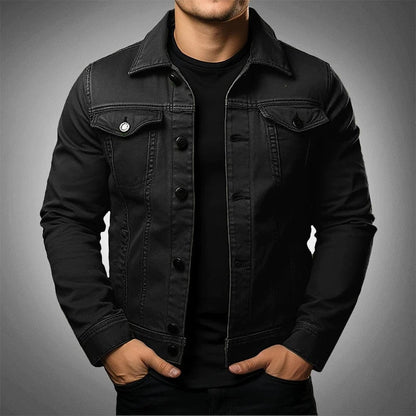 Men's jacket made of denim blend fabric Solid color - Denim blend