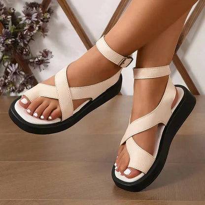 Damen-Sommersandalen Mit Verstellbaren Riemen, Offener Zehenpartie Und Leichter Sohle