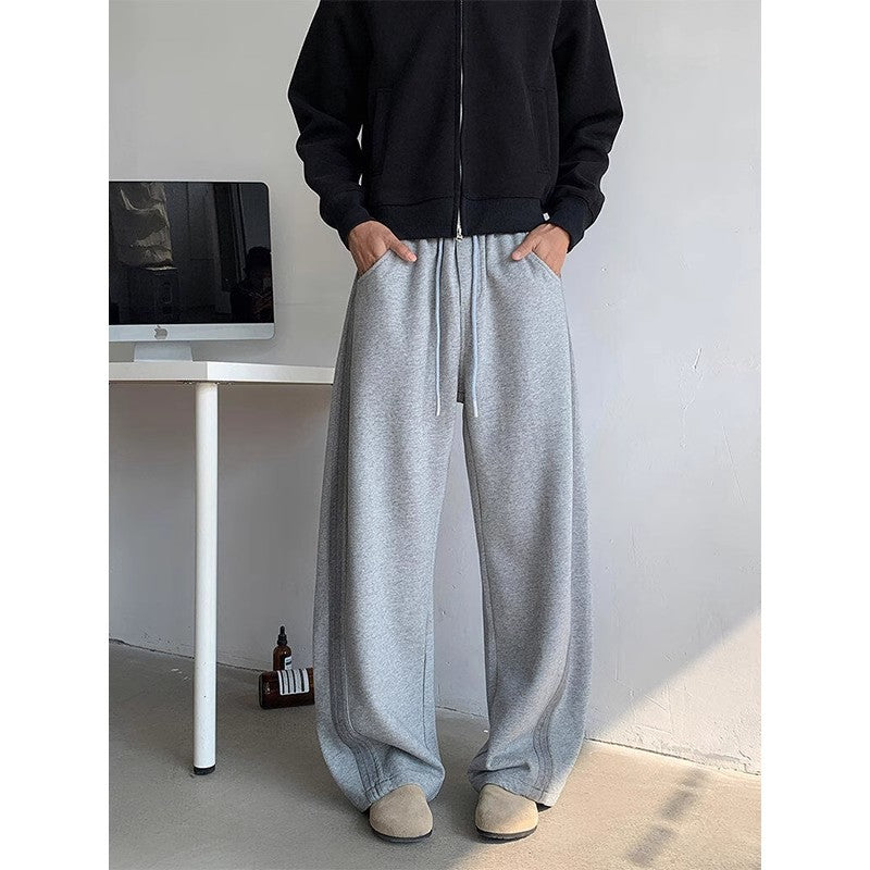 Herren-Hose Im Retro-Stil, Gerade Geschnitten, Mittelhoch Geschnitten, Einfarbig