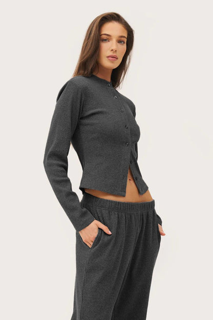 Damen-Strickset mit Cardigan und locker geschnittener Hose