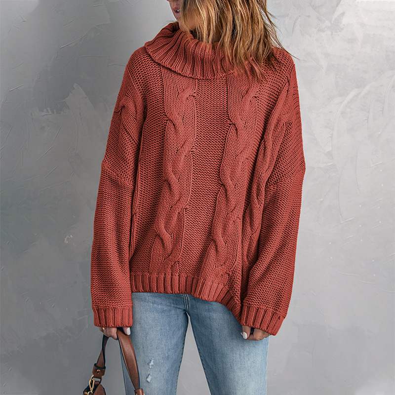 Women's Winter High-Neck Sweater Solid Color Long Sleeve