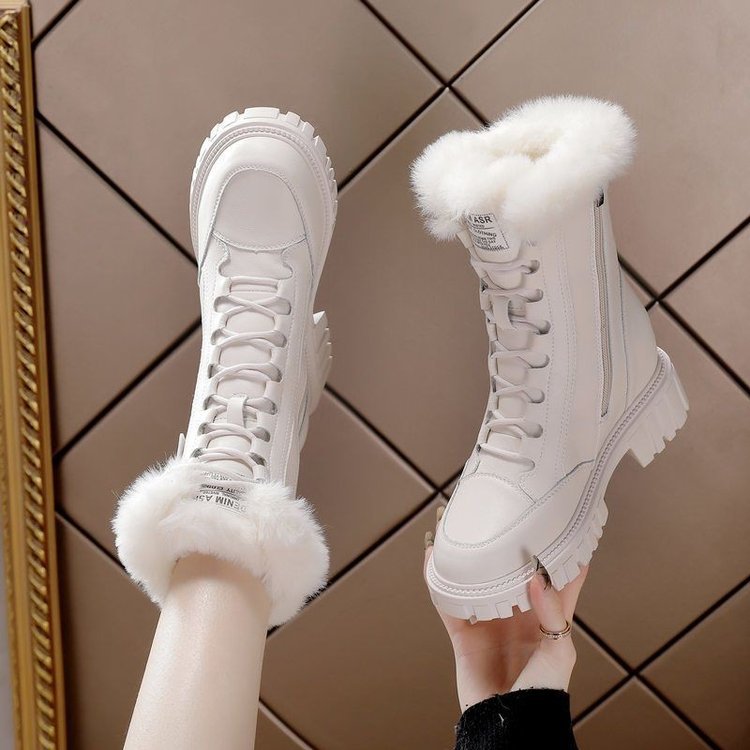 Herren Winterstiefel Reißverschluss Schnürung Rutschfeste Sohle