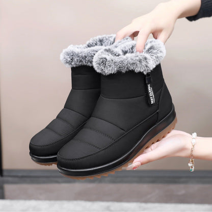 Women's Winter Ankle Snow Boots With Side Zipper And Plush Fleece Lining
