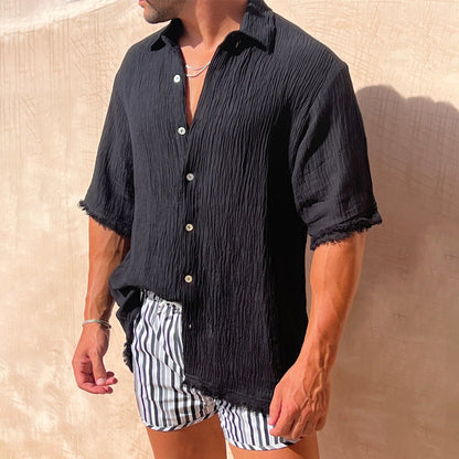 Herren Sommer T-Shirt mit Reverskragen – Kurzarm Lockerer Schnitt