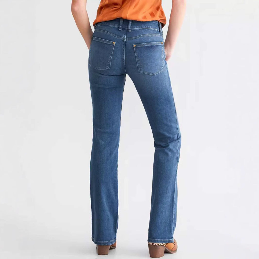 Damen Slim-Fit Skinny-Jeans, hochelastisch, Marineblau – Denim-Mix Stil
