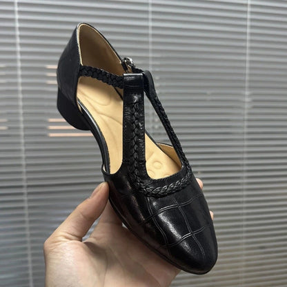 Damen-Sommer-Mary-Jane-Sandalen Mit Blockabsatz Und Runder Zehenpartie