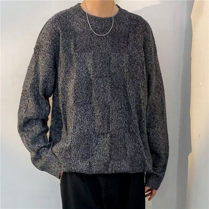 Herren Winter Pullover Rautenmuster Langarm Lockerer Schnitt – Woll-Mischung