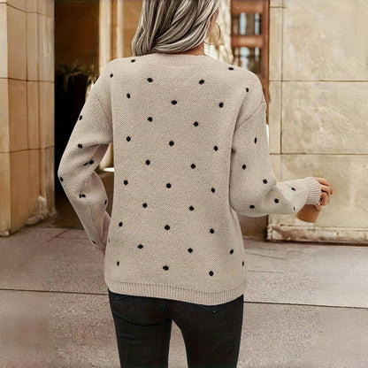 Damenpullover Polka-Dot Rundhalsausschnitt Lange Ärmel