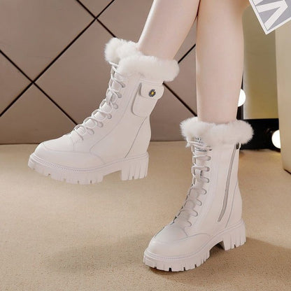Herren Winterstiefel Reißverschluss Schnürung Rutschfeste Sohle