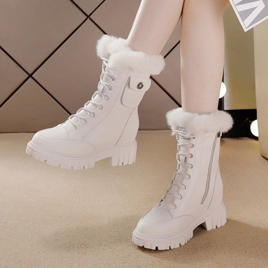 Herren Winterstiefel Reißverschluss Schnürung Rutschfeste Sohle