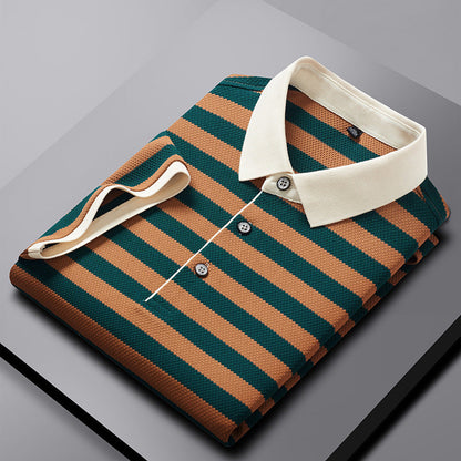 Men's Striped Short-Sleeve Round-Neck Shirt
