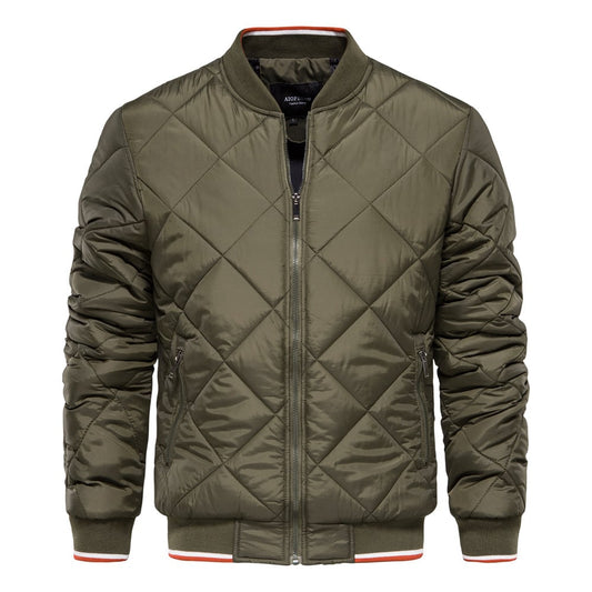 Herren Winter Steppjacke Stehkragen Einfarbig Reißverschluss – Daunen-Mischung