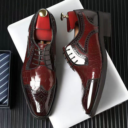Herren Brogue Oxford Schnürschuhe mit Eckiger Spitze – Business Stil