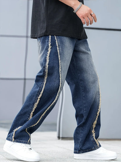 Herren-Jeans mit lockerem Schnitt und rohen Kanten